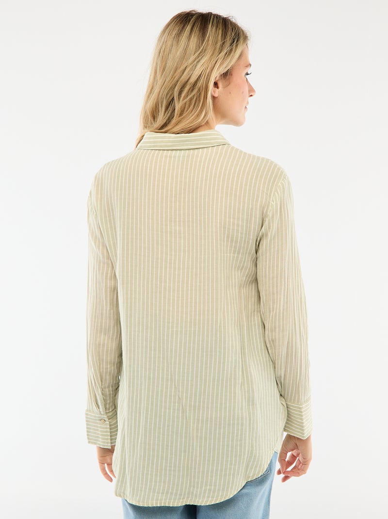 Gestreepte katoenen zwangerschapsblouse Groen - Kiabi