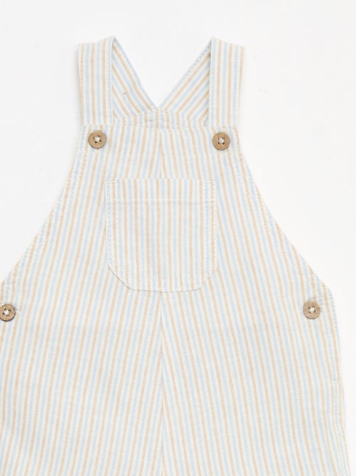 Gestreepte korte salopette van linnenmix - Kiabi