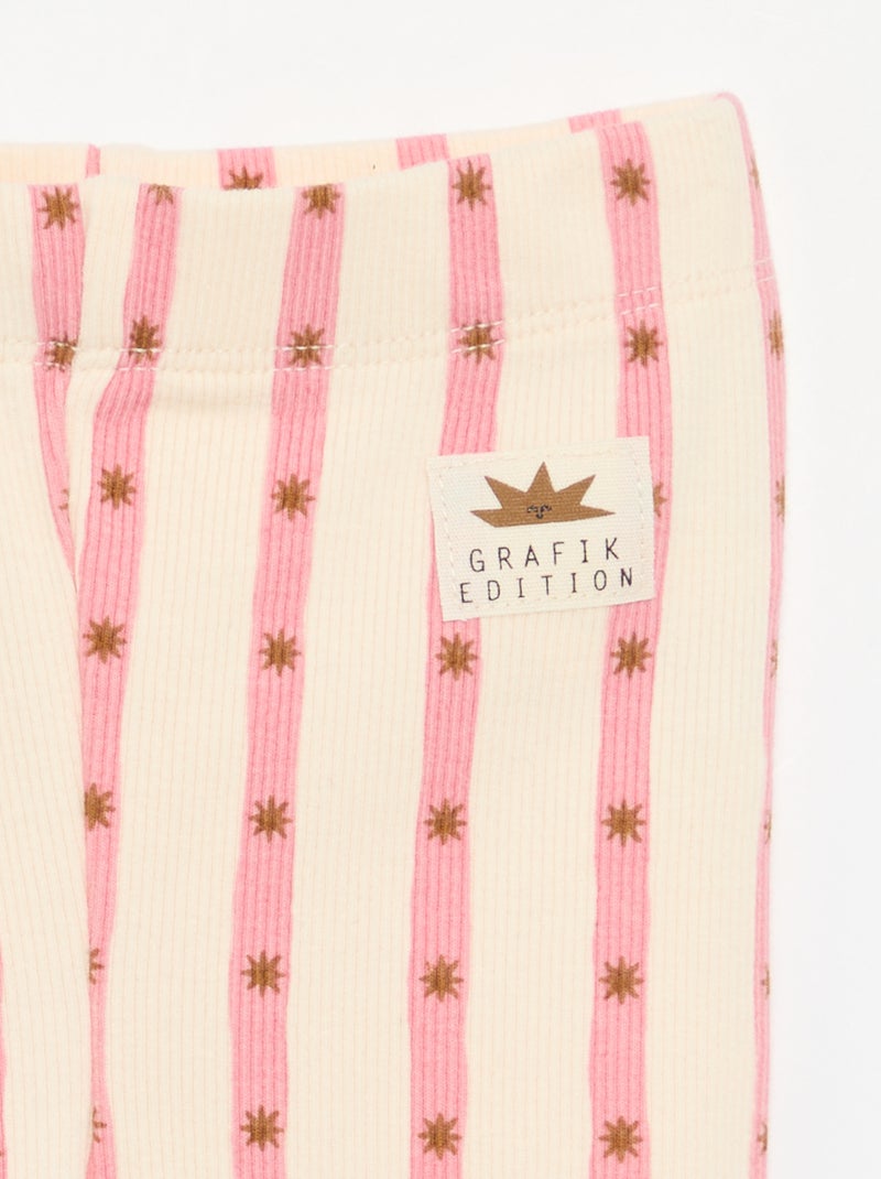 Gestreepte legging van ribtricot Wit - Kiabi