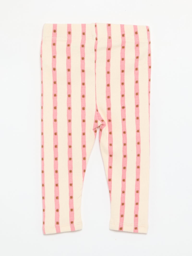 Gestreepte legging van ribtricot Wit - Kiabi