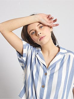 Gestreepte overhemdbloes met strik - Kiabi