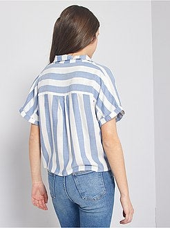 Gestreepte overhemdbloes met strik - Kiabi