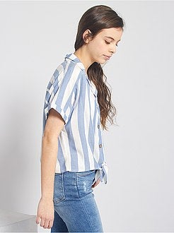 Gestreepte overhemdbloes met strik - Kiabi