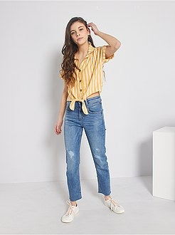 Gestreepte overhemdbloes met strik - Kiabi