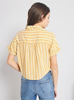 Gestreepte overhemdbloes met strik - Kiabi