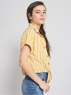 Gestreepte overhemdbloes met strik - Kiabi