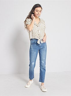 Gestreepte overhemdbloes met strik - Kiabi