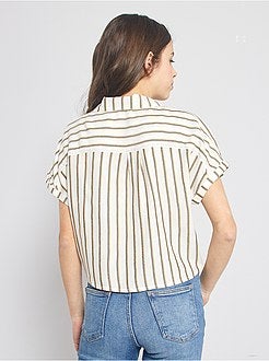 Gestreepte overhemdbloes met strik - Kiabi