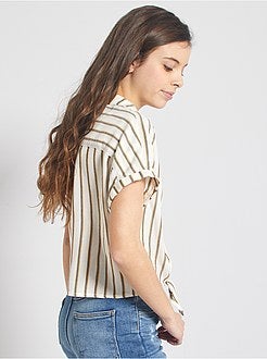 Gestreepte overhemdbloes met strik - Kiabi