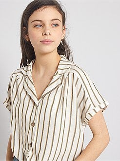 Gestreepte overhemdbloes met strik - Kiabi