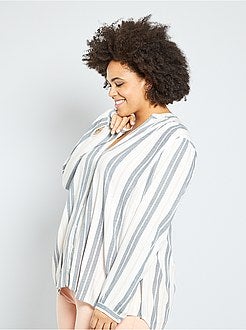 Gestreepte overhemdblouse met print - Kiabi