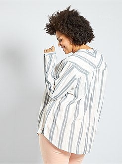 Gestreepte overhemdblouse met print - Kiabi