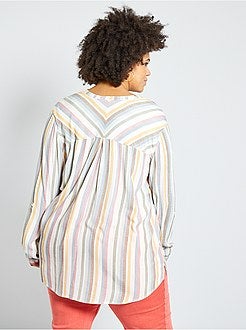 Gestreepte overhemdblouse met print - Kiabi
