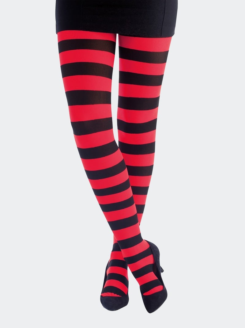 Gestreepte panty rood /Zwart - Kiabi