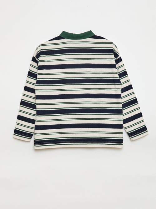 Gestreepte polo van jersey met lange mouwen - Kiabi