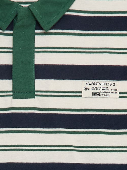 Gestreepte polo van jersey met lange mouwen - Kiabi