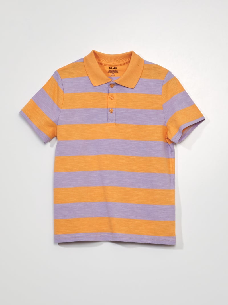 Gestreepte polo van jerseystof WIT - Kiabi