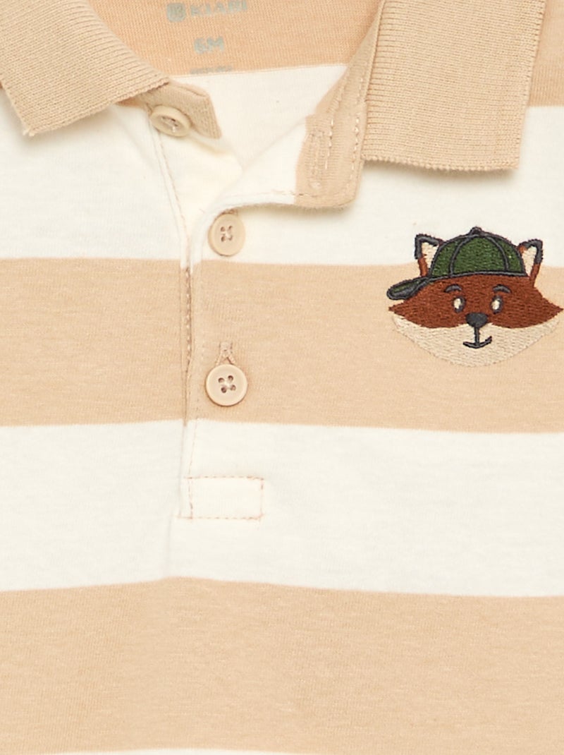 Gestreepte polo van katoenen jerseytricot Biege - Kiabi