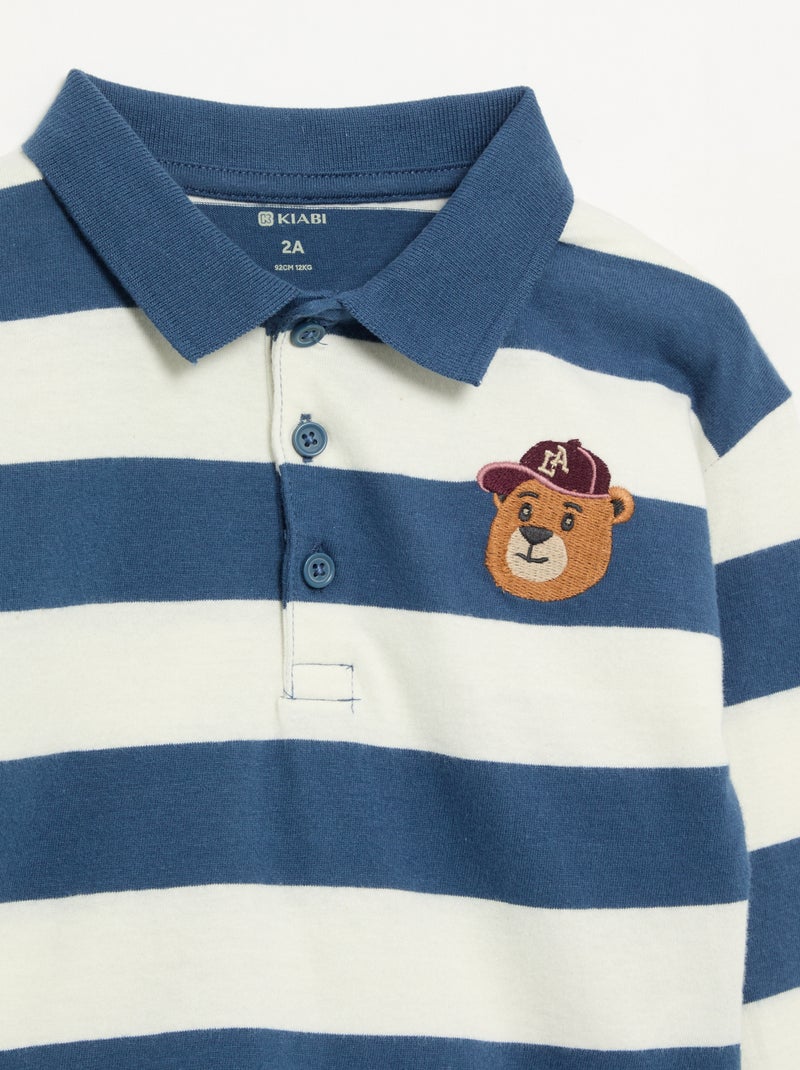 Gestreepte polo van katoenen jerseytricot Blauw - Kiabi