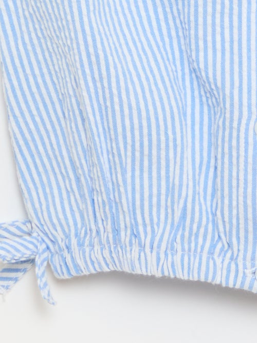 Gestreepte popeline blouse met Peter Pan-kraag - Kiabi