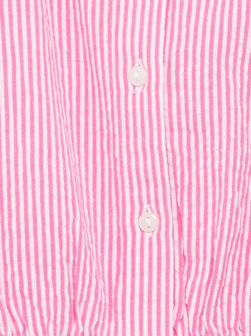 Gestreepte popeline blouse met Peter Pan-kraag - Kiabi