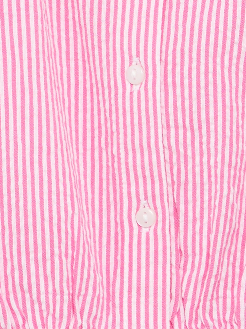 Gestreepte popeline blouse met Peter Pan-kraag Rose - Kiabi