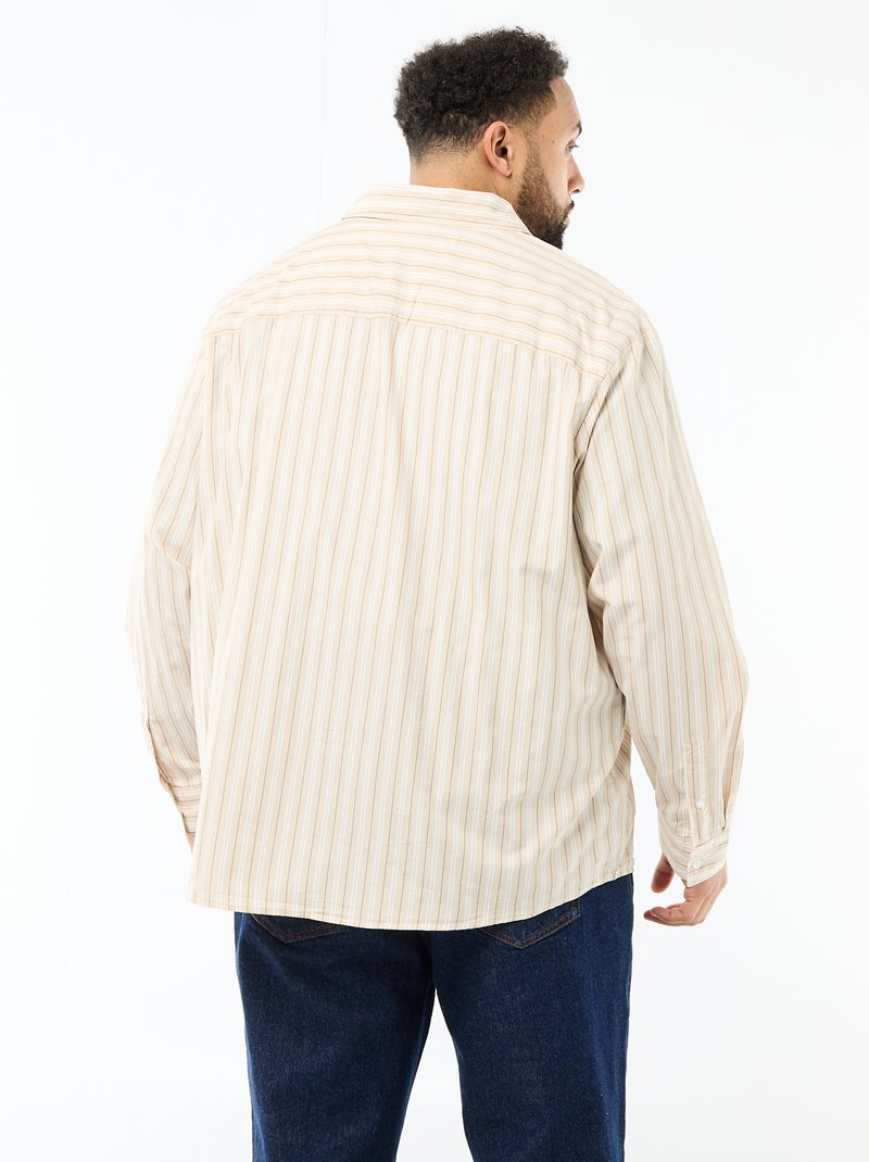 Gestreepte poplin blouse Biege - Kiabi