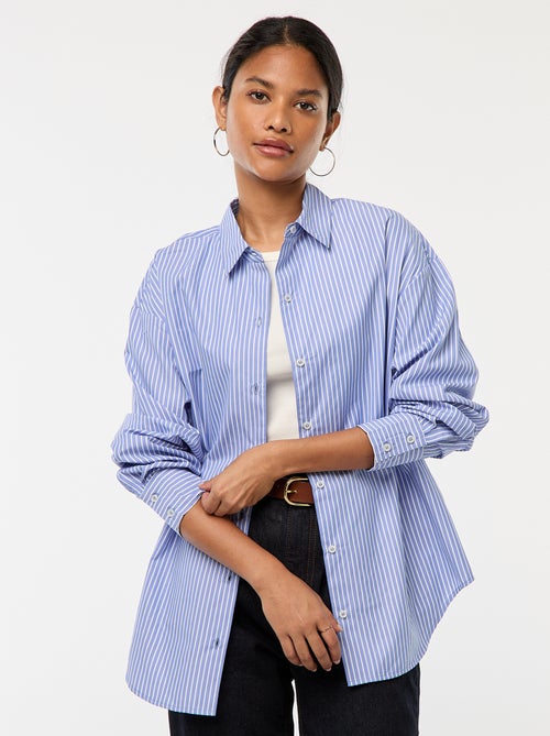 Gestreepte poplin blouse - Kiabi