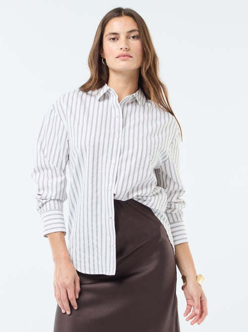 Gestreepte poplin blouse - Kiabi