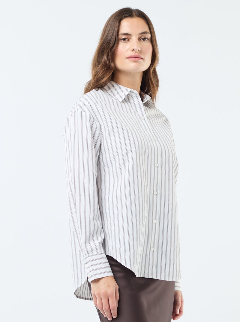 Gestreepte poplin blouse Wit - Kiabi