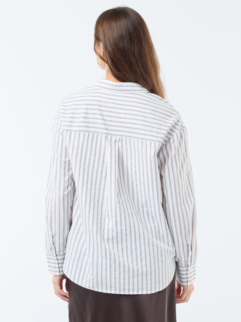 Gestreepte poplin blouse Wit - Kiabi