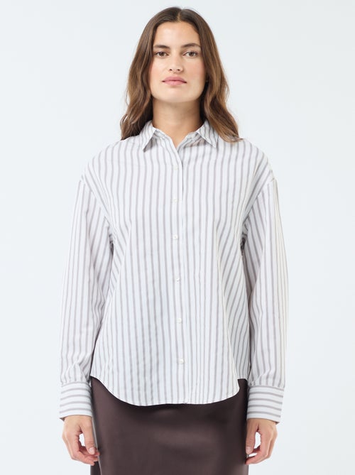 Gestreepte poplin blouse - Kiabi