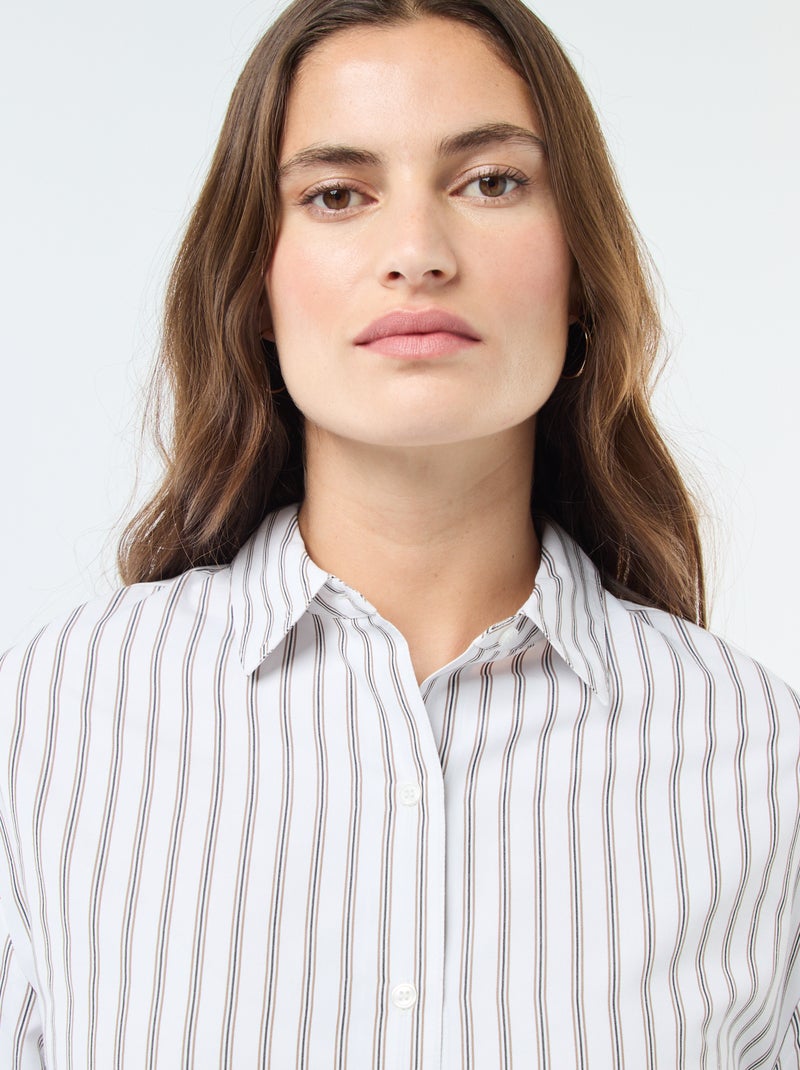 Gestreepte poplin blouse Wit - Kiabi