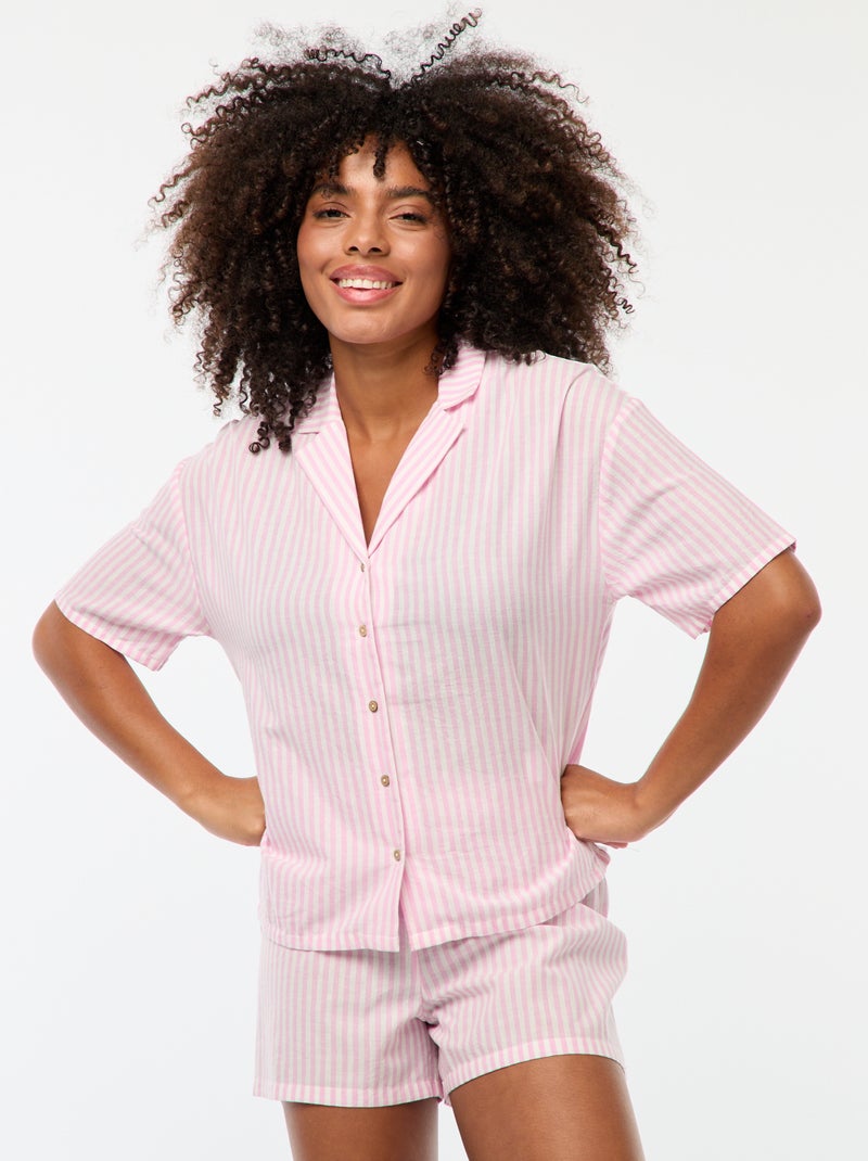 Gestreepte pyjama - 2-delig Rose - Kiabi