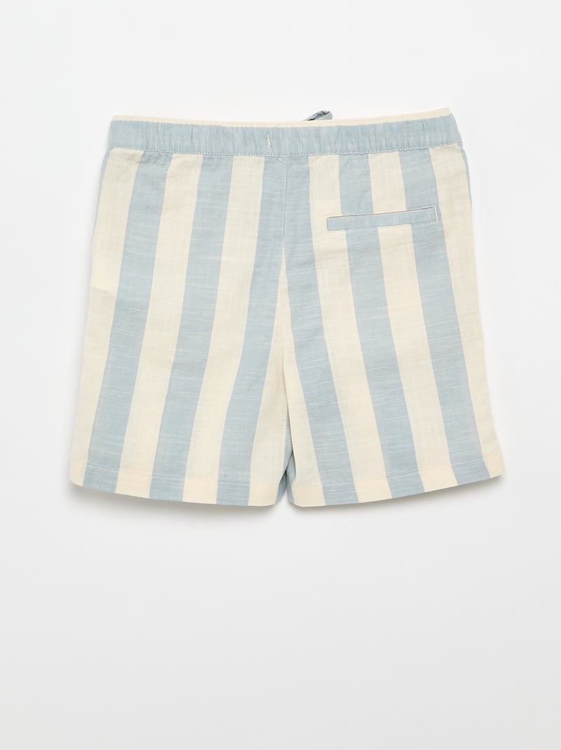 Gestreepte short met elastische taille Blauw - Kiabi
