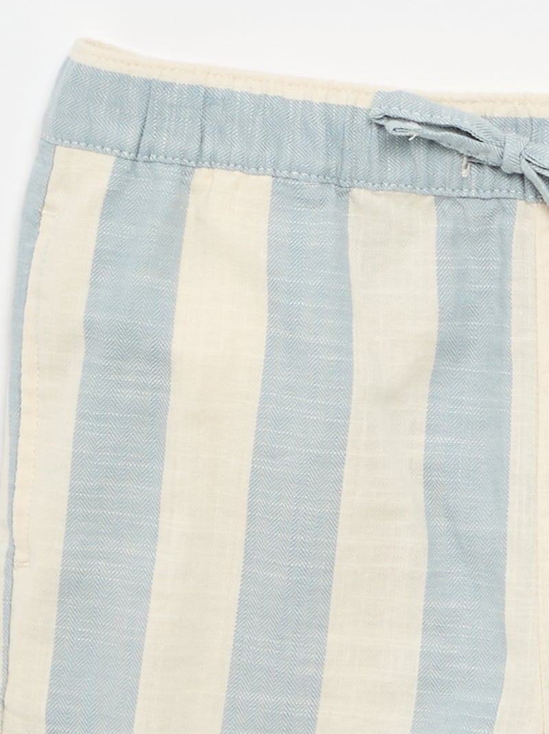 Gestreepte short met elastische taille Blauw - Kiabi