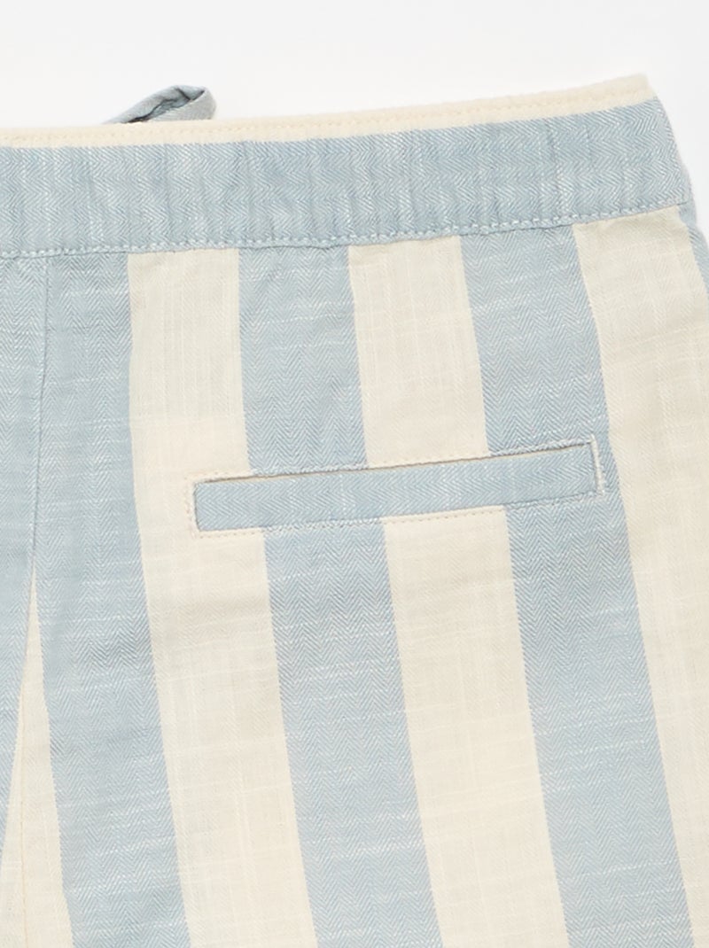 Gestreepte short met elastische taille Blauw - Kiabi