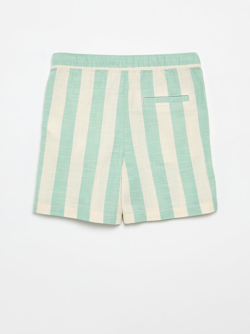 Gestreepte short met elastische taille Groen - Kiabi