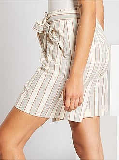 Gestreepte short met hoge taille - Kiabi