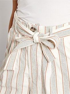 Gestreepte short met hoge taille - Kiabi