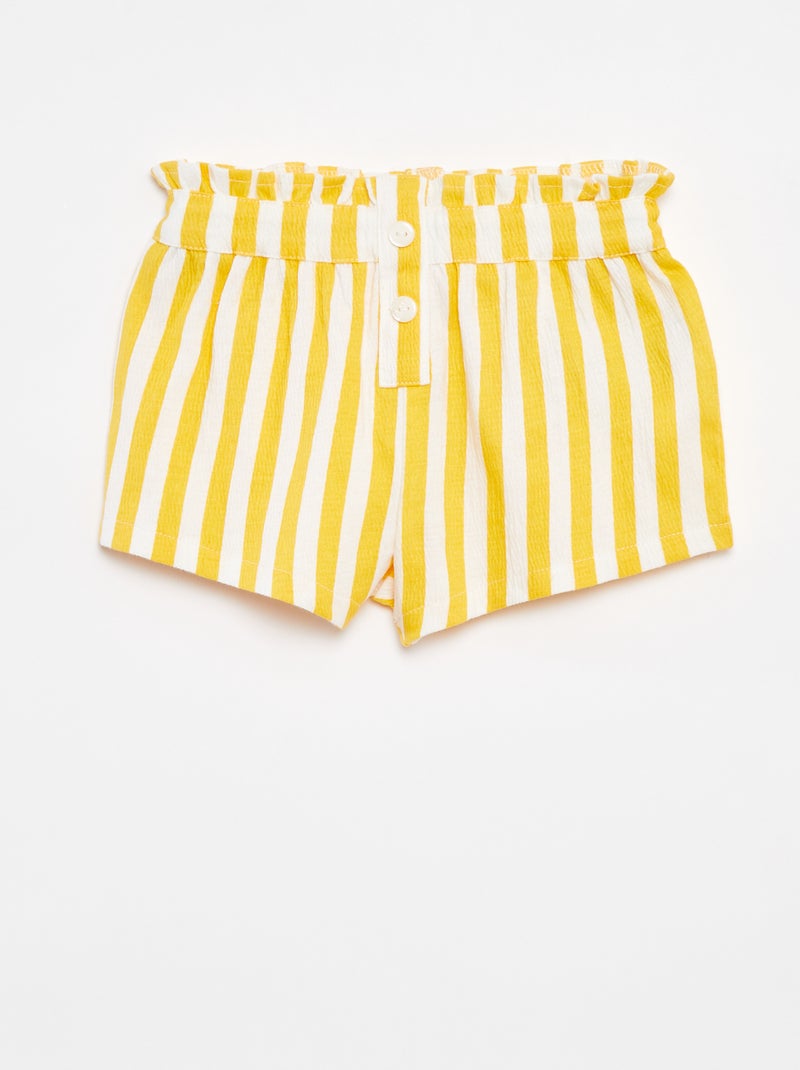 Gestreepte short van textuurtricot GEEL - Kiabi