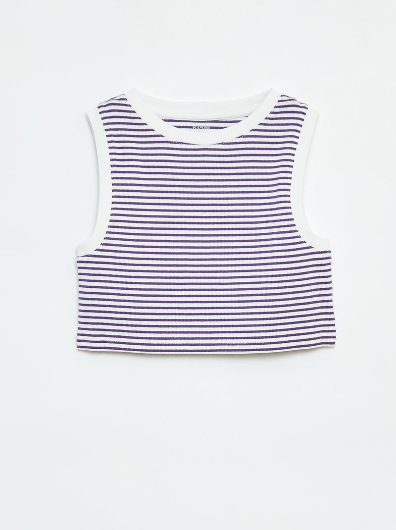Gestreepte singlet met smal ribbeltje Paars - Kiabi