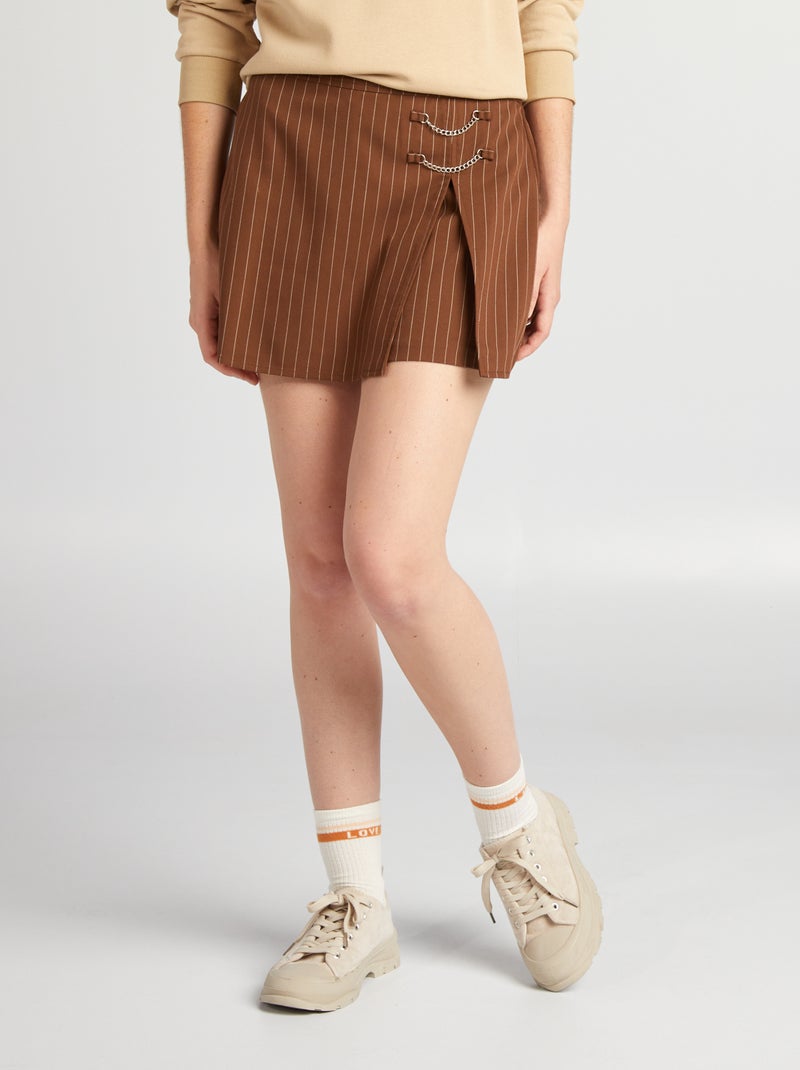 Gestreepte skort BRUIN - Kiabi