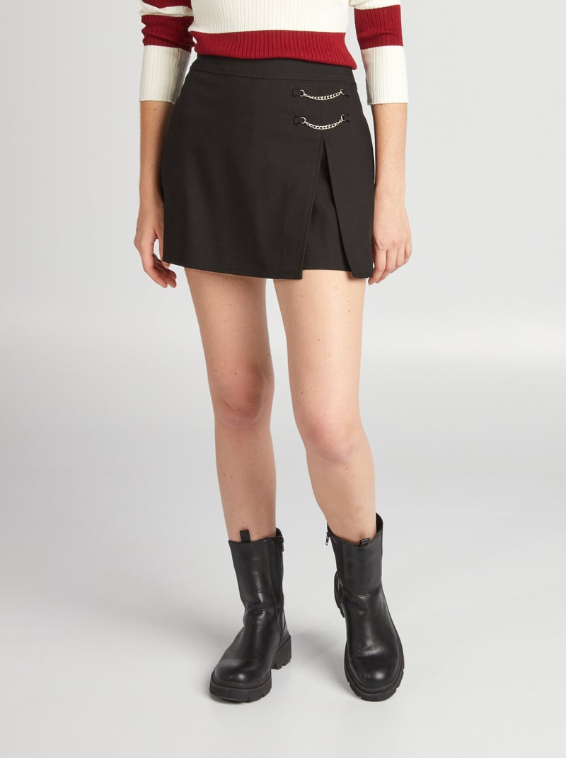 Gestreepte skort ZWART - Kiabi