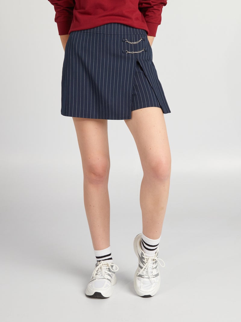 Gestreepte skort ZWART - Kiabi