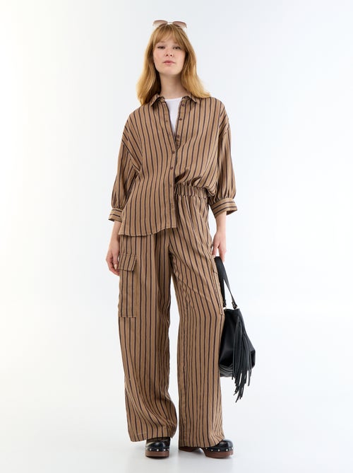 Gestreepte soepele blouse met ballonmouwen - Kiabi