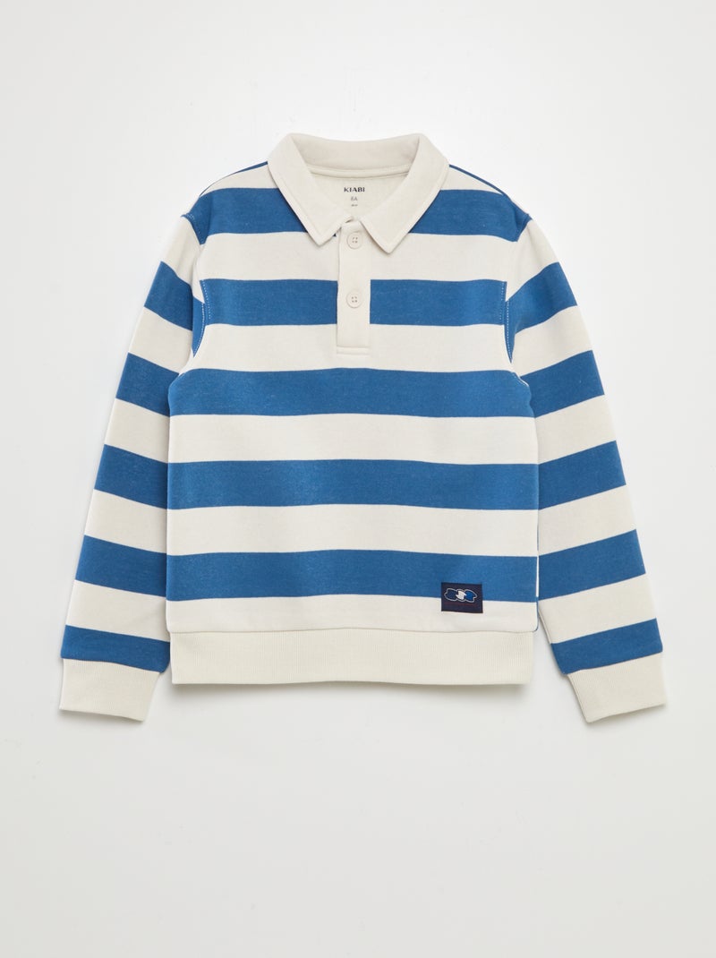 Gestreepte sweater in polostijl BLAUW - Kiabi