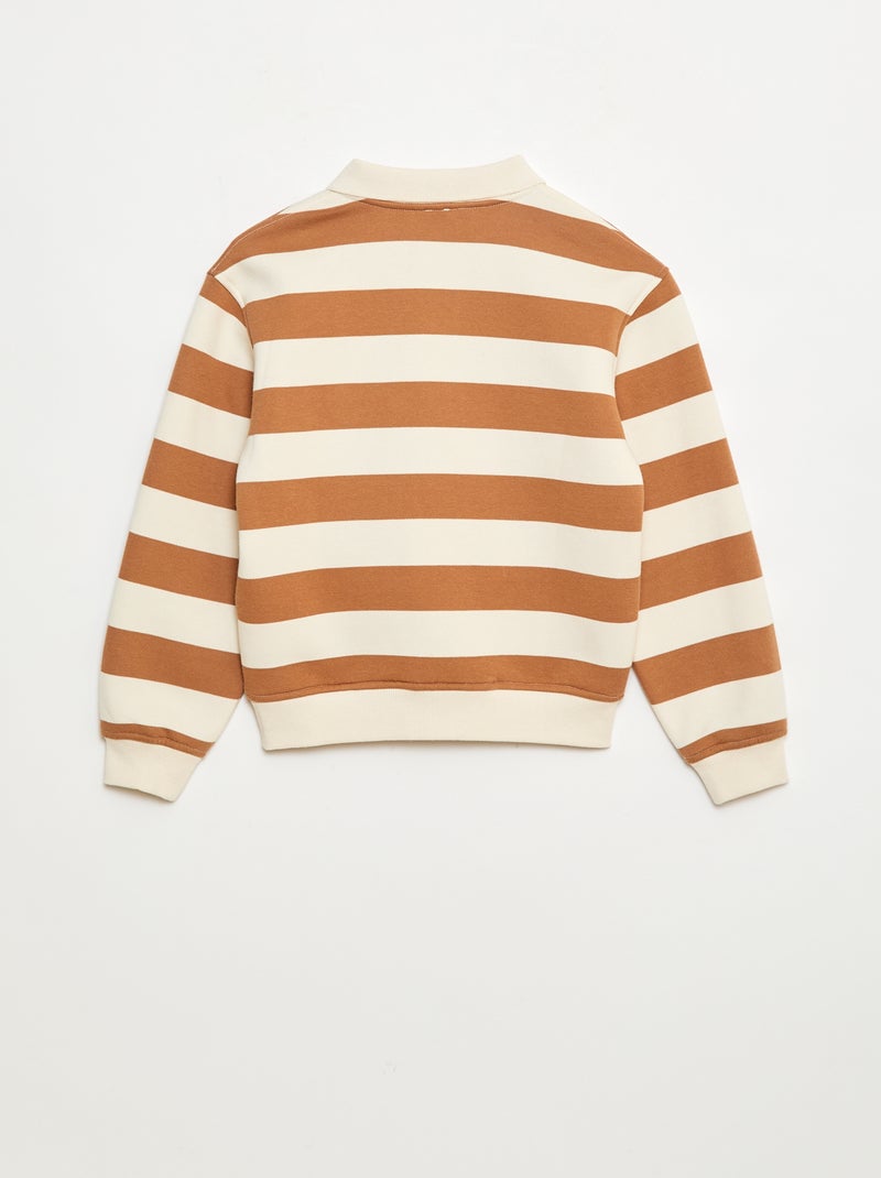 Gestreepte sweater met polokraagje Biege - Kiabi