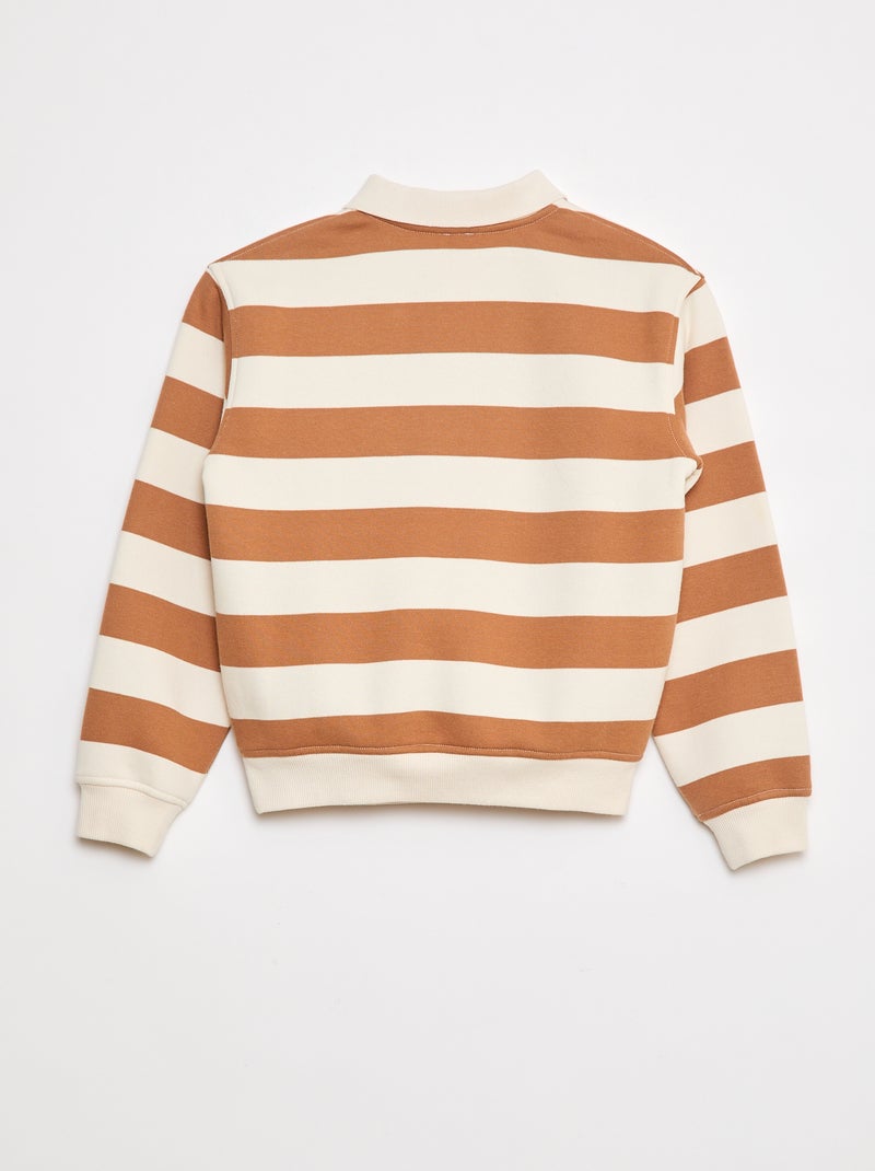 Gestreepte sweater met polokraagje Biege - Kiabi