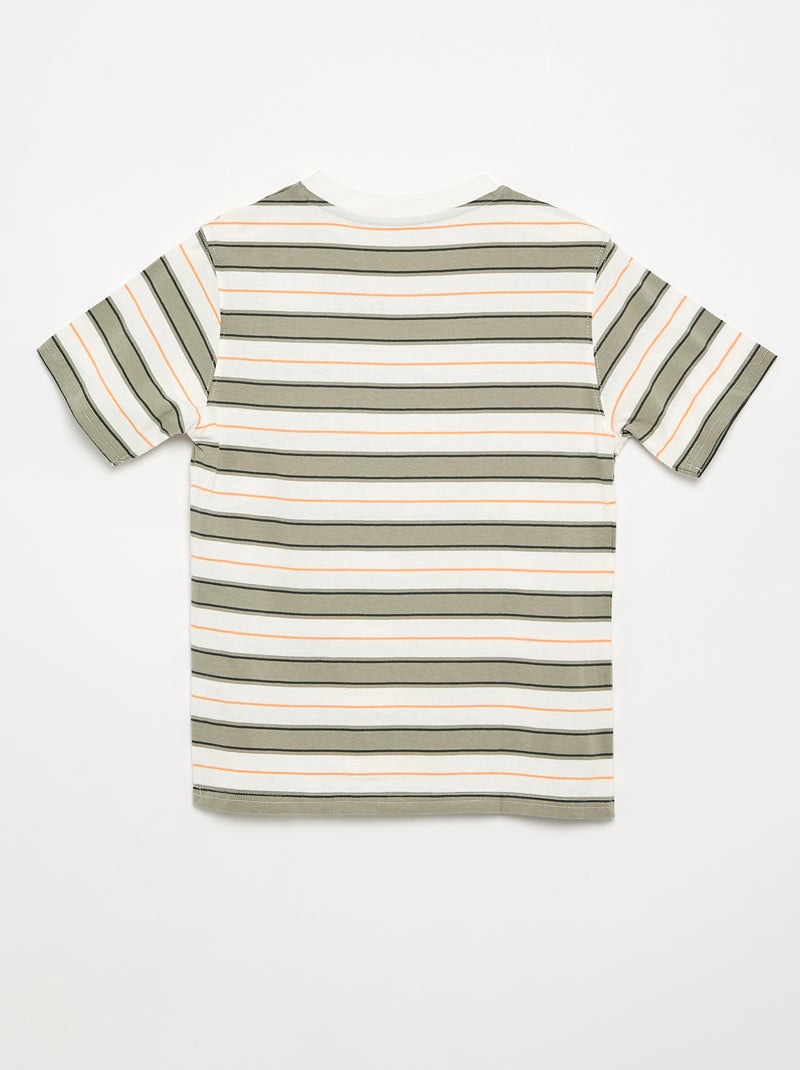 Gestreepte T-shirt met korte mouwen Wit - Kiabi